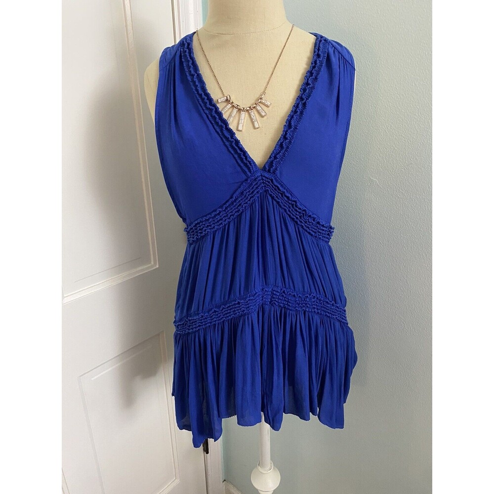 FREE PEOPLE Blue Size Small Sleeveless Tunic Blouse Tank\small